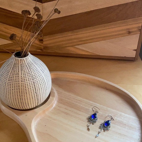 Dark Blue Glass Bead (II) Earring Made in India - Picture 4 of 5